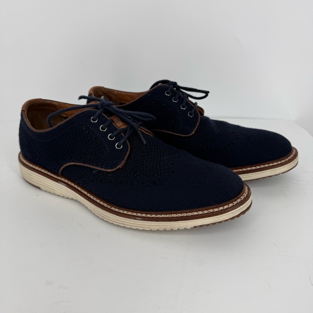 Johnston & Murphy Men’s Upton Knit Wingtip Shoes Size 8 Navy Business Casual